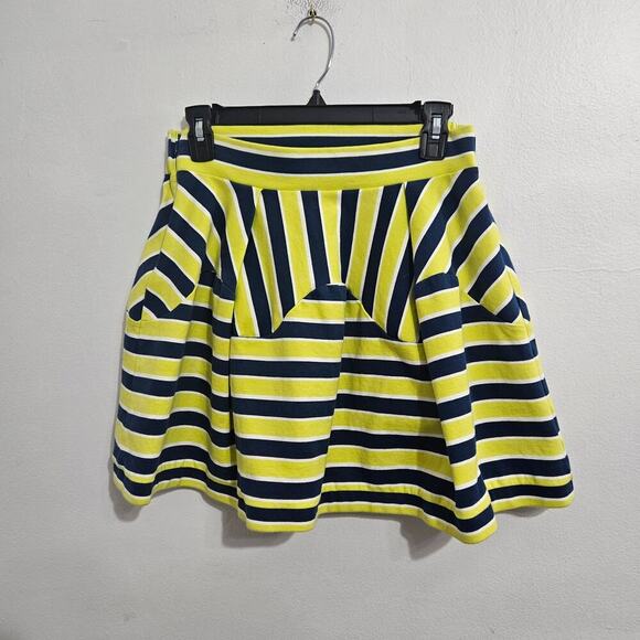 Anthropologie Swing Skater Skirt Navy/Yellow Dare to Dream Size Medium - Picture 3 of 7